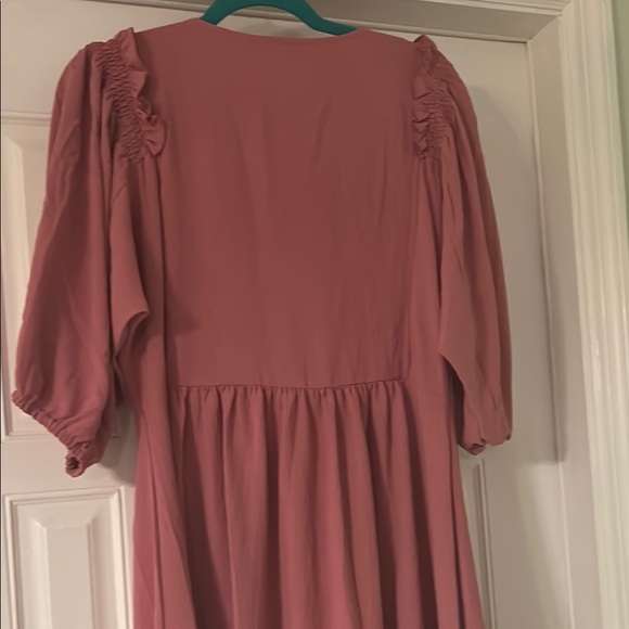 Nursing Queen Pink Smocked Sundress with V-Neck Bishop Sleeves - Picture 5 of 8